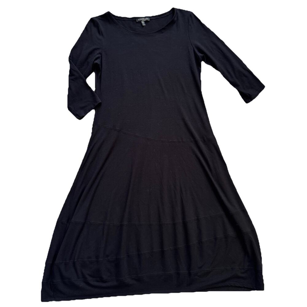 Eileen Fisher Womens Black Rayon Lycra Seamed Dress XS Neutral Classic